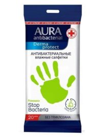 Aura Derma protect antibakteriális nedves törlőkendő 20 db