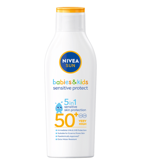 NIVEA SUN Kids Sensitive Protect & Care gyermek naptej FF50+ 200 ml