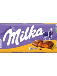 Milka alpesi tej felhasználásával készült tejcsokoládé karamellás töltelékkel