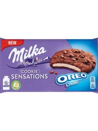 Milka Cookie Sensations Oreo Creme kakaós keksz tejcsokoládé darabokkal & vaníliás töltelékkel