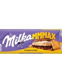 Milka Mmmax alpesi tejcsokoládé kakaós-tejes krémtöltelékkel és keksszel töltve